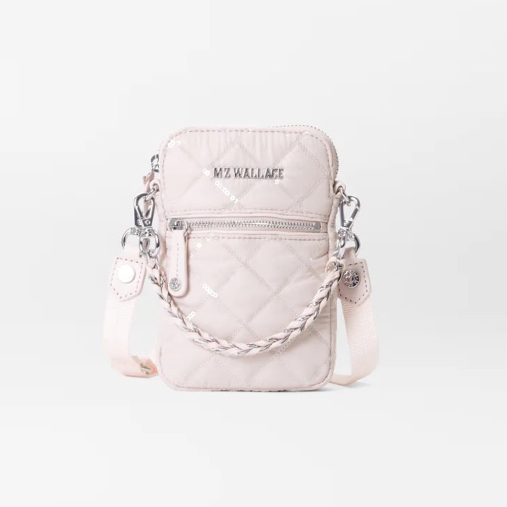 MZ Wallace Crossbody Micro Quilted Bag Rose with sequins 💖